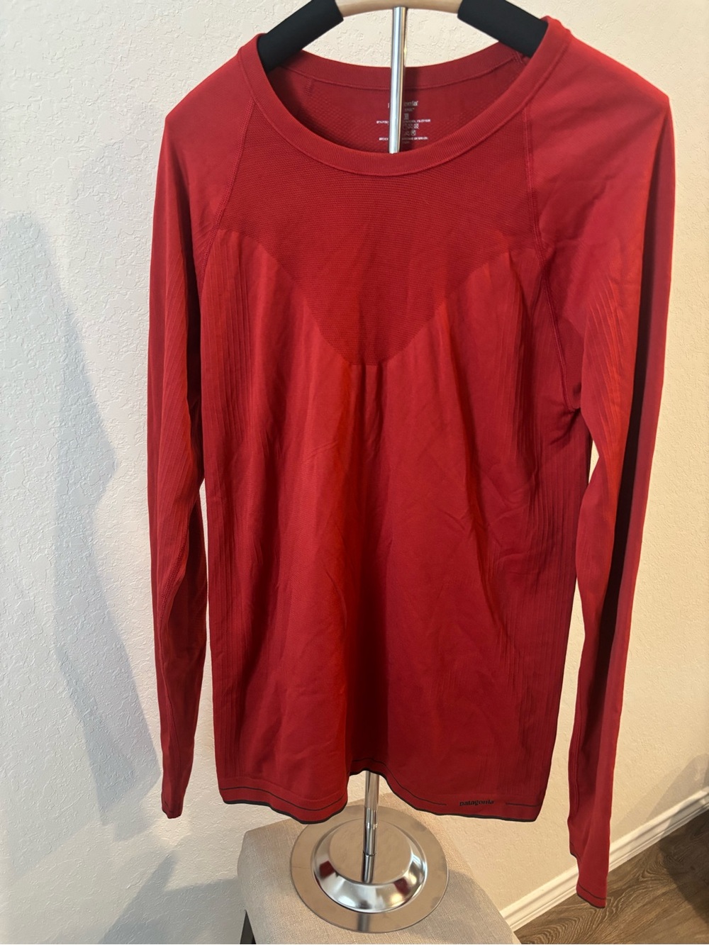 Patagonia Capilene Variable Knit Crew Long Sleeve Shirt Seamless Red Men’s Med
